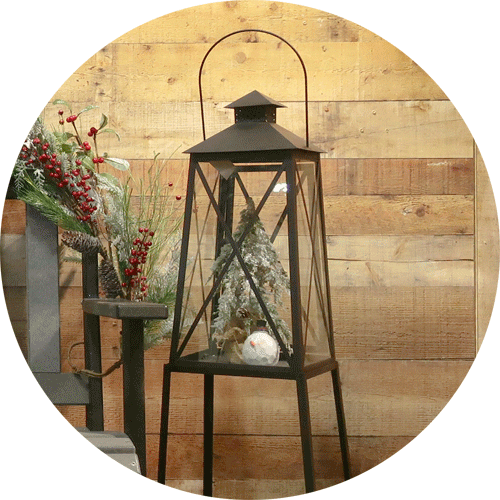 Black lantern with a stand.